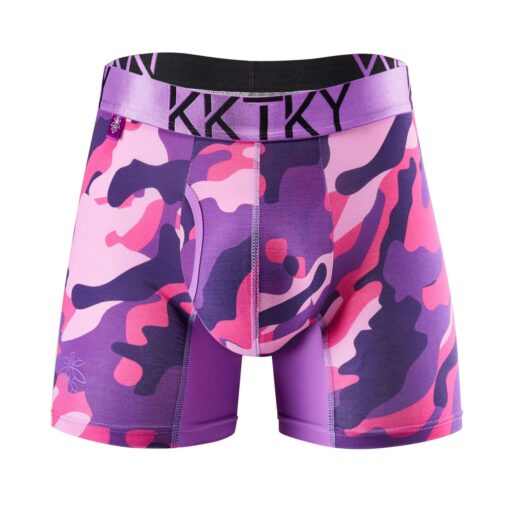 Pánské boxerky KKTKY Briefs Jidášův polibek Maskáčové fialovorůžové